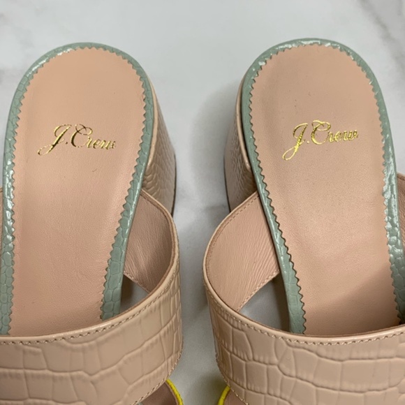 NEW J.Crew Penny pastel croc leather embossed heeled sandals Size 10 - Picture 6 of 8